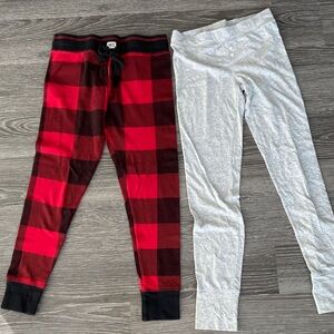 Red Plaid and Gray Pajama Pants Set